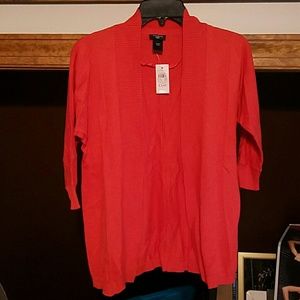 Ann Taylor red open cardigan